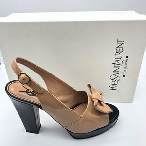 YSL YVES SAINT LAURENT nude patent slingback